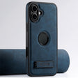 For iPhone 16 Plus Suteni G2 Magsafe Litchi Texture Leather Back Phone Case with Holder(Blue) - iPhone 16 Plus Cases by Suteni | Online Shopping South Africa | PMC TechLife | Buy Now Pay Later Mobicred