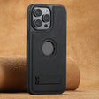 For iPhone 16 Pro Max Suteni G2 Magsafe Litchi Texture Leather Back Phone Case with Holder(Black) - iPhone 16 Pro Max Cases by Suteni | Online Shopping South Africa | PMC TechLife | Buy Now Pay Later Mobicred