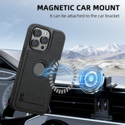 For iPhone 16 Pro Max Suteni G2 Magsafe Litchi Texture Leather Back Phone Case with Holder(Black)