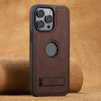 For iPhone 16 Pro Max Suteni G2 Magsafe Litchi Texture Leather Back Phone Case with Holder(Brown) - iPhone 16 Pro Max Cases by Suteni | Online Shopping South Africa | PMC TechLife | Buy Now Pay Later Mobicred