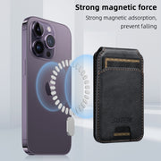 Suteni S2 Phone Magnetic Card Case Card Sleeve MagSafe Magnetic Coil PU Leather(Black)