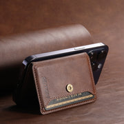 Suteni S2 Phone Magnetic Card Case Card Sleeve MagSafe Magnetic Coil PU Leather(Brown)