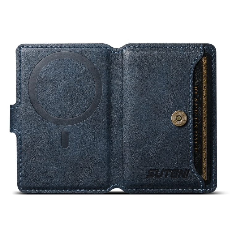 Suteni S2 Phone Magnetic Card Case Card Sleeve MagSafe Magnetic Coil PU Leather(Blue)