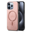 For iPhone 16 Pro Max Solid Color Retro Magsafe PU Back Cover Phone Case(Pink) - More iPhone Cases by PMC TechLife | Online Shopping South Africa | PMC TechLife | Buy Now Pay Later Mobicred