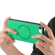 For iPhone 16e Solid Color Retro Magsafe PU Back Cover Phone Case(Green)