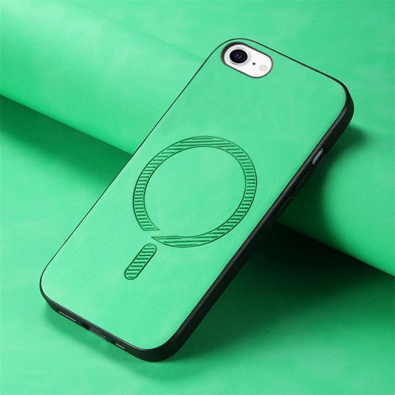 For iPhone 16e Solid Color Retro Magsafe PU Back Cover Phone Case(Green)