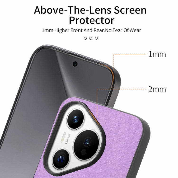 For Huawei  Pura 70 Solid Color Retro Magsafe PU Back Cover Phone Case(Purple)