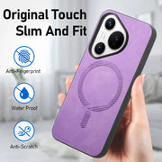 For Huawei  Pura 70 Solid Color Retro Magsafe PU Back Cover Phone Case(Purple)
