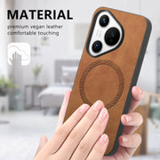 For Huawei  Pura 70 Solid Color Retro Magsafe PU Back Cover Phone Case(Brown)