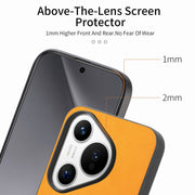 For Huawei  Pura 70 Solid Color Retro Magsafe PU Back Cover Phone Case(Yellow)