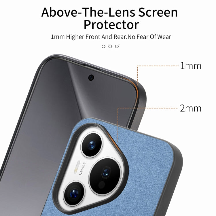 For Huawei  Pura 70 Solid Color Retro Magsafe PU Back Cover Phone Case(Blue)