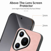For Huawei Pura 70 Pro+ Solid Color Retro Magsafe PU Back Cover Phone Case(Pink)