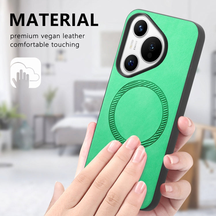 For Huawei Pura 70 Pro+ Solid Color Retro Magsafe PU Back Cover Phone Case(Green)