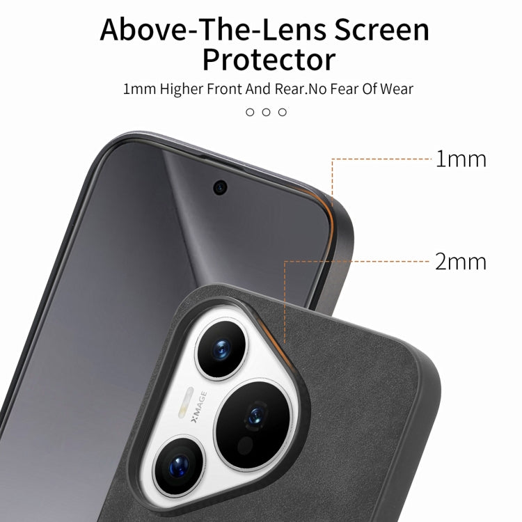 For Huawei Pura 70 Pro+ Solid Color Retro Magsafe PU Back Cover Phone Case(Black)