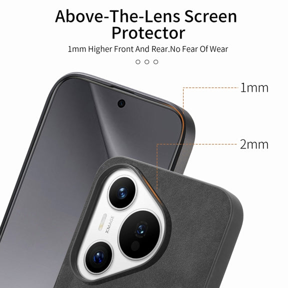 For Huawei Pura 70 Pro+ Solid Color Retro Magsafe PU Back Cover Phone Case(Black)