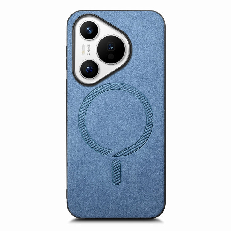 For Huawei Pura 70 Pro+ Solid Color Retro Magsafe PU Back Cover Phone Case(Blue)