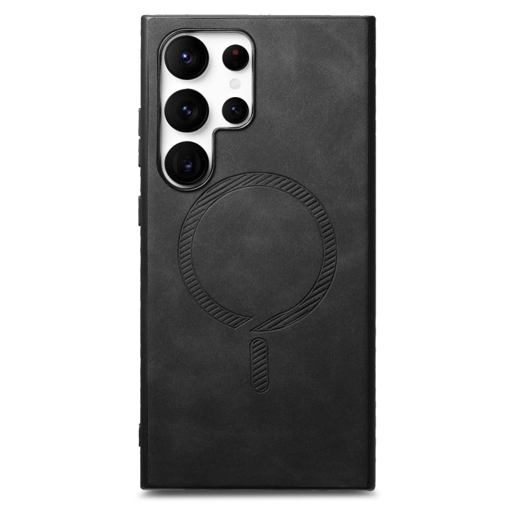 For Samsung Galaxy S25 5G Solid Color Retro Magsafe PU Back Cover Phone Case(Black)