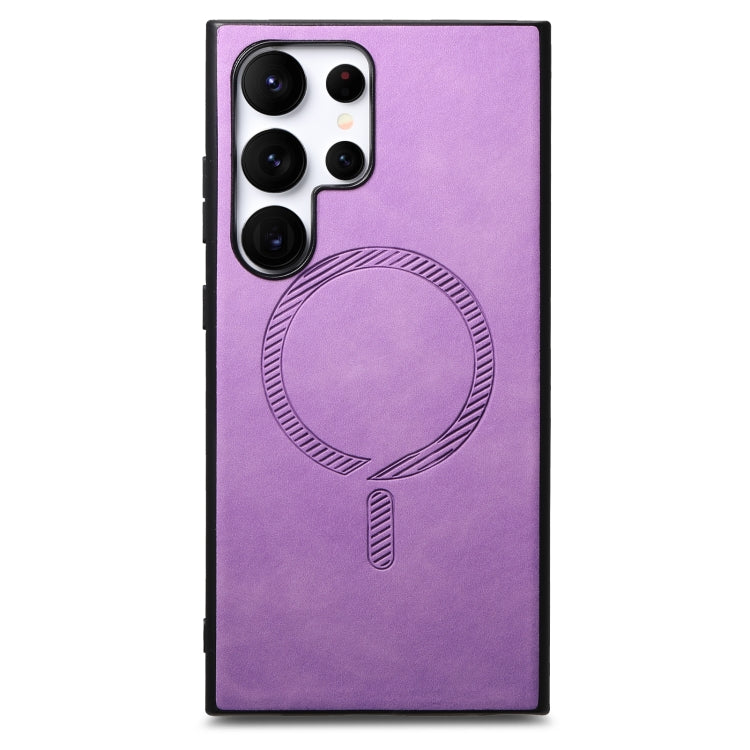 For Samsung Galaxy S25+ 5G Solid Color Retro Magsafe PU Back Cover Phone Case(Purple)
