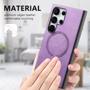 For Samsung Galaxy S25+ 5G Solid Color Retro Magsafe PU Back Cover Phone Case(Purple)
