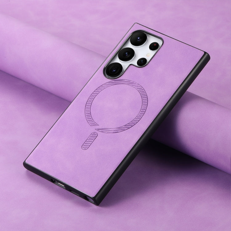 For Samsung Galaxy S25+ 5G Solid Color Retro Magsafe PU Back Cover Phone Case(Purple)