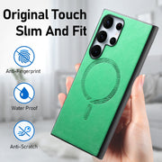 For Samsung Galaxy S25+ 5G Solid Color Retro Magsafe PU Back Cover Phone Case(Green)