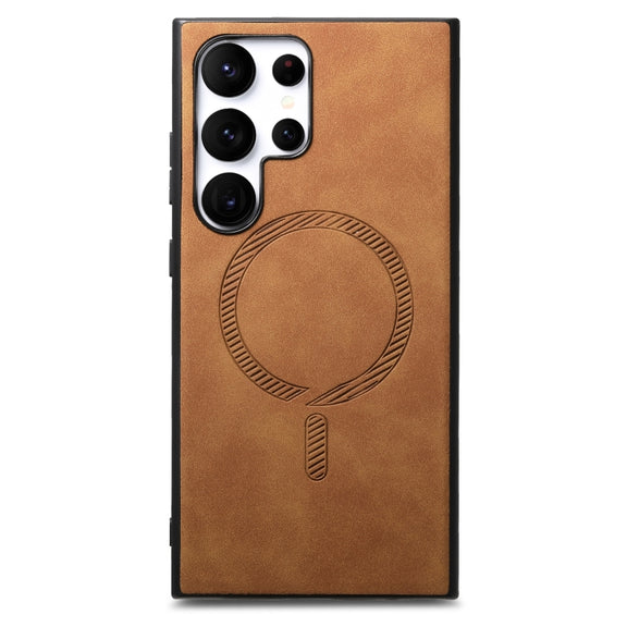 For Samsung Galaxy S25+ 5G Solid Color Retro Magsafe PU Back Cover Phone Case(Brown)