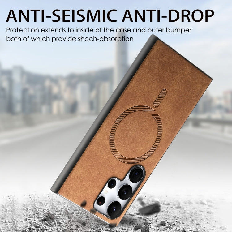 For Samsung Galaxy S25+ 5G Solid Color Retro Magsafe PU Back Cover Phone Case(Brown)