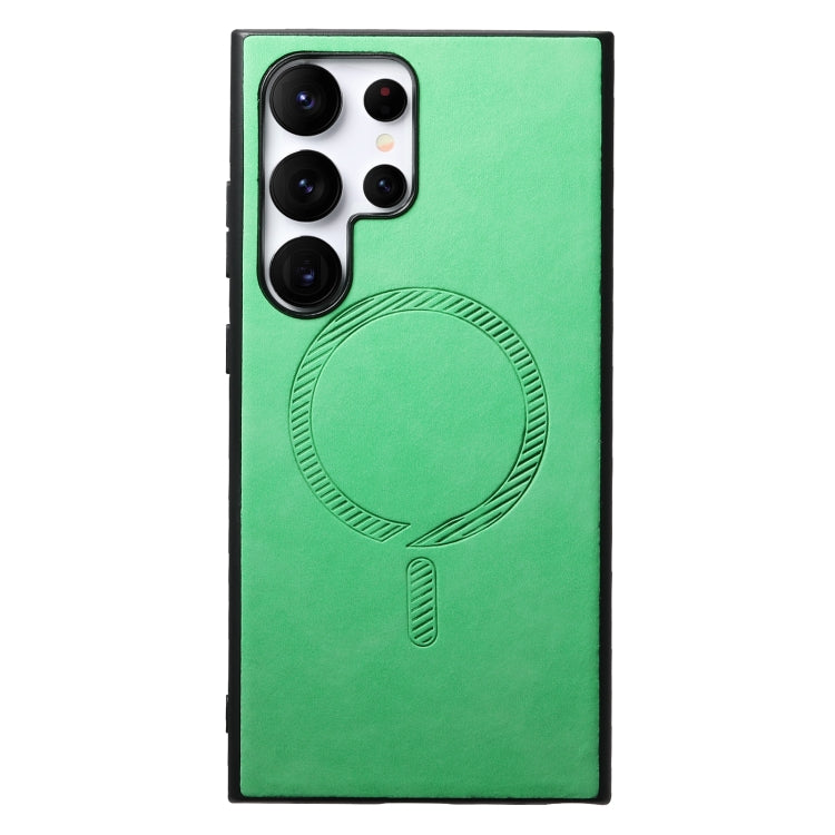 For Samsung Galaxy S25 Ultra 5G Solid Color Retro Magsafe PU Back Cover Phone Case(Green)