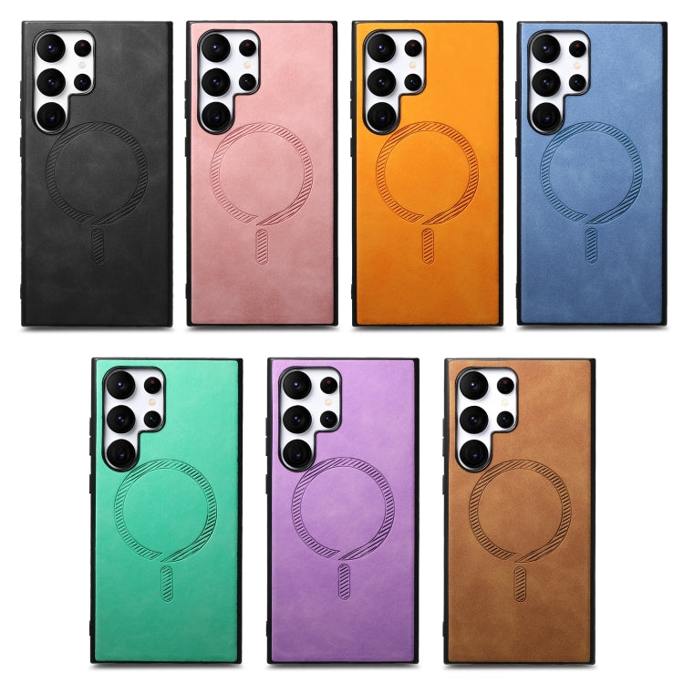 For Samsung Galaxy S25 5G Solid Color Retro Magsafe PU Back Cover Phone Case(Brown)