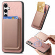 For Samsung Galaxy S25 5G Retro Magsafe Card Bag PU Back Cover Phone Case(Pink) - Galaxy S25 5G Cases by PMC Jewellery | Online Shopping South Africa | PMC Jewellery | Buy Now Pay Later Mobicred