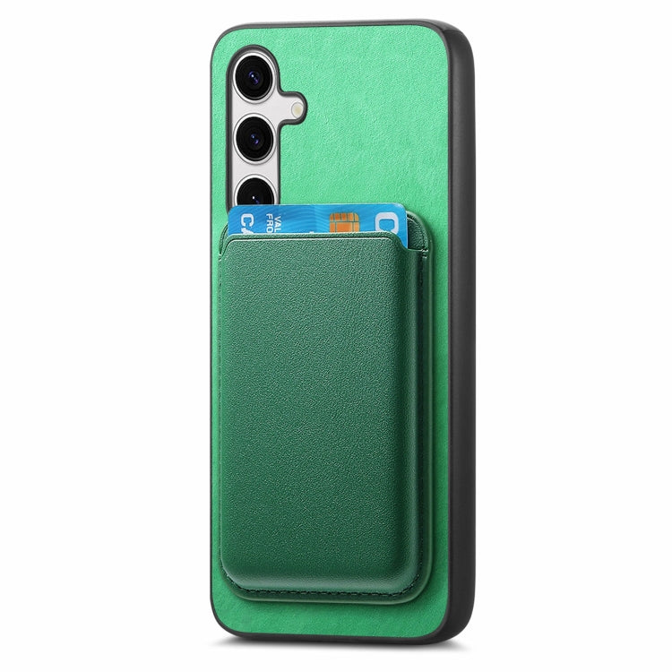 For Samsung Galaxy S25 5G Retro Magsafe Card Bag PU Back Cover Phone Case(Green)