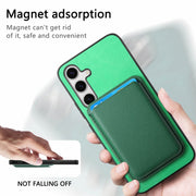 For Samsung Galaxy S25 5G Retro Magsafe Card Bag PU Back Cover Phone Case(Green)