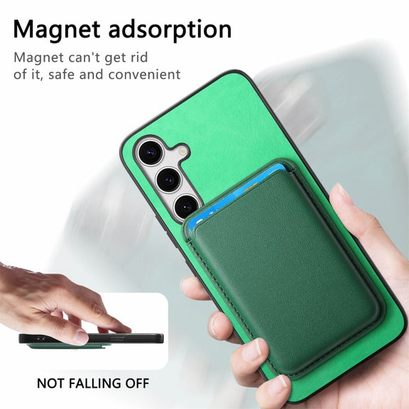 For Samsung Galaxy S25 5G Retro Magsafe Card Bag PU Back Cover Phone Case(Green)