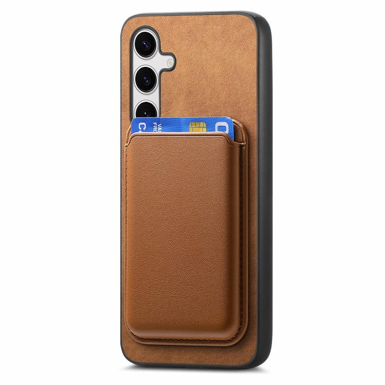 For Samsung Galaxy S25 5G Retro Magsafe Card Bag PU Back Cover Phone Case(Brown)