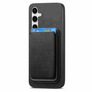 For Samsung Galaxy S25 5G Retro Magsafe Card Bag PU Back Cover Phone Case(Black)