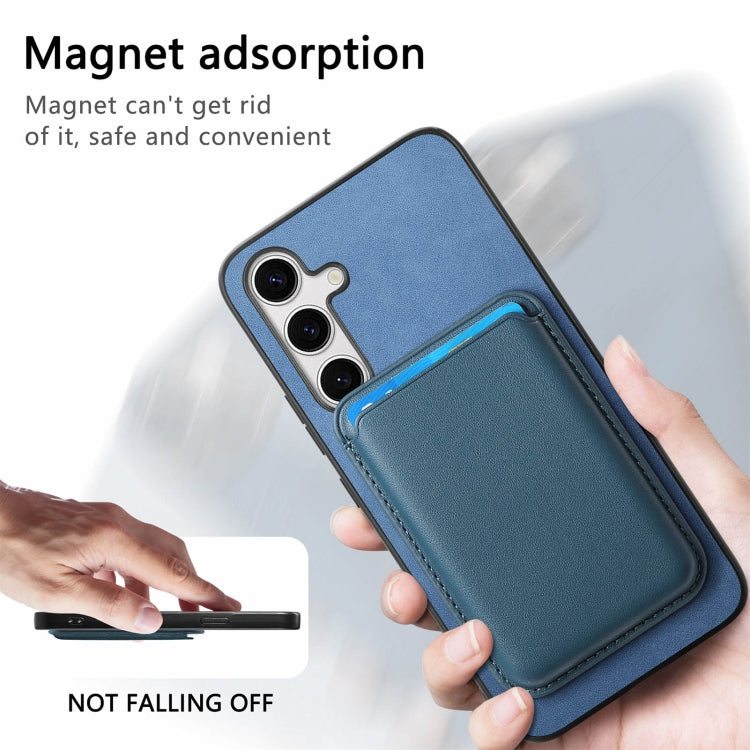 For Samsung Galaxy S25+ 5G Retro Magsafe Card Bag PU Back Cover Phone Case(Blue)