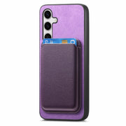 For Samsung Galaxy S25+ 5G Retro Magsafe Card Bag PU Back Cover Phone Case(Purple)