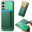 For Samsung Galaxy S25+ 5G Retro Magsafe Card Bag PU Back Cover Phone Case(Green) - Galaxy S25+ 5G Cases by PMC Jewellery | Online Shopping South Africa | PMC Jewellery | Buy Now Pay Later Mobicred
