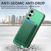 For Samsung Galaxy S25+ 5G Retro Magsafe Card Bag PU Back Cover Phone Case(Green)