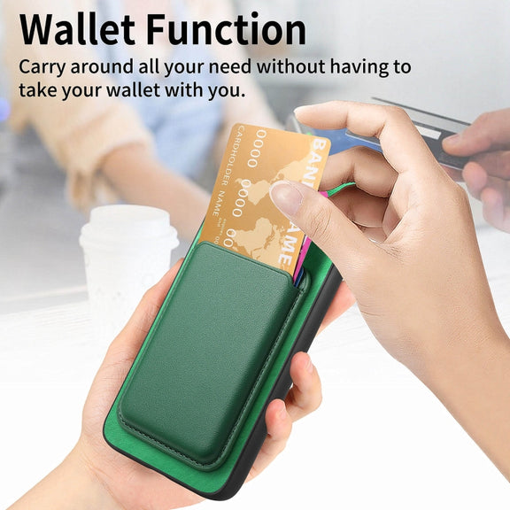 For Samsung Galaxy S25+ 5G Retro Magsafe Card Bag PU Back Cover Phone Case(Green)