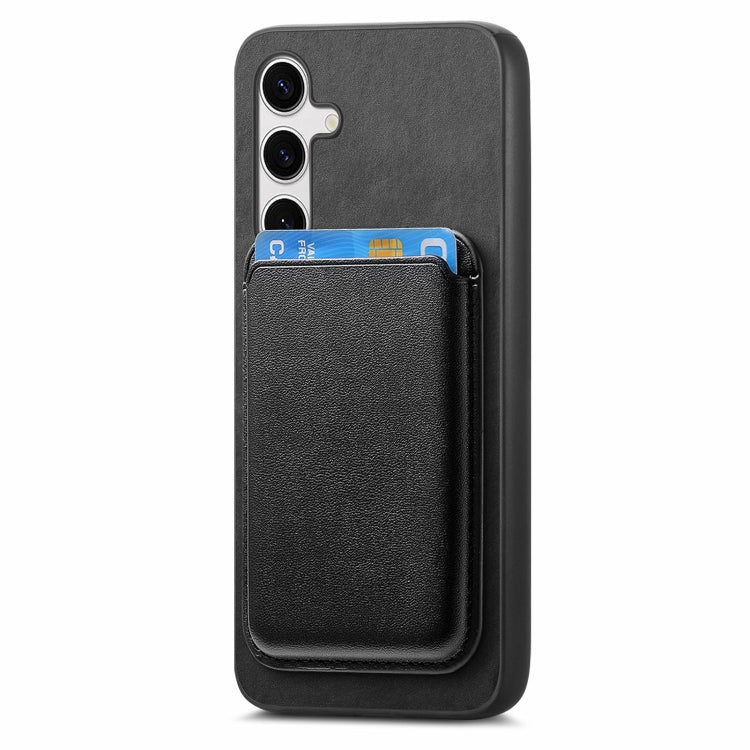 For Samsung Galaxy S25+ 5G Retro Magsafe Card Bag PU Back Cover Phone Case(Black)