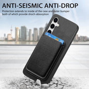 For Samsung Galaxy S25+ 5G Retro Magsafe Card Bag PU Back Cover Phone Case(Black)
