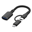 JS-112 2 in 1 USB Male to USB-C / Type-C / 8 Pin OTG Adapter Cable, Length: 15cm(Black) - Converter & Adapter by PMC TechLife | Online Shopping South Africa | PMC TechLife | Buy Now Pay Later Mobicred