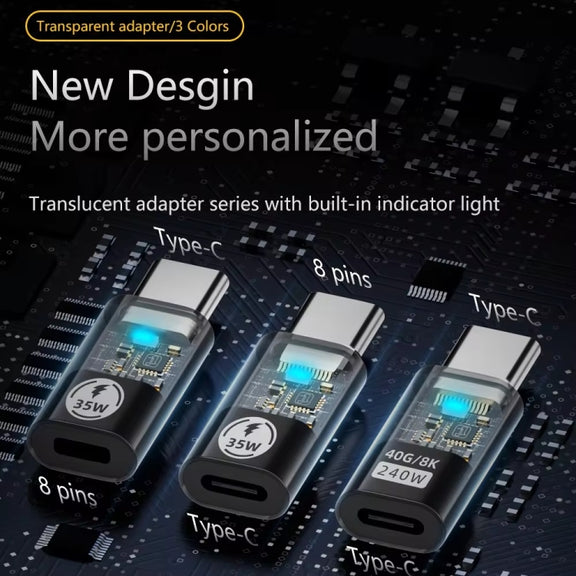 8 Pin Male to Type-C Female 35W Data Transmission Charging Converter Adapter