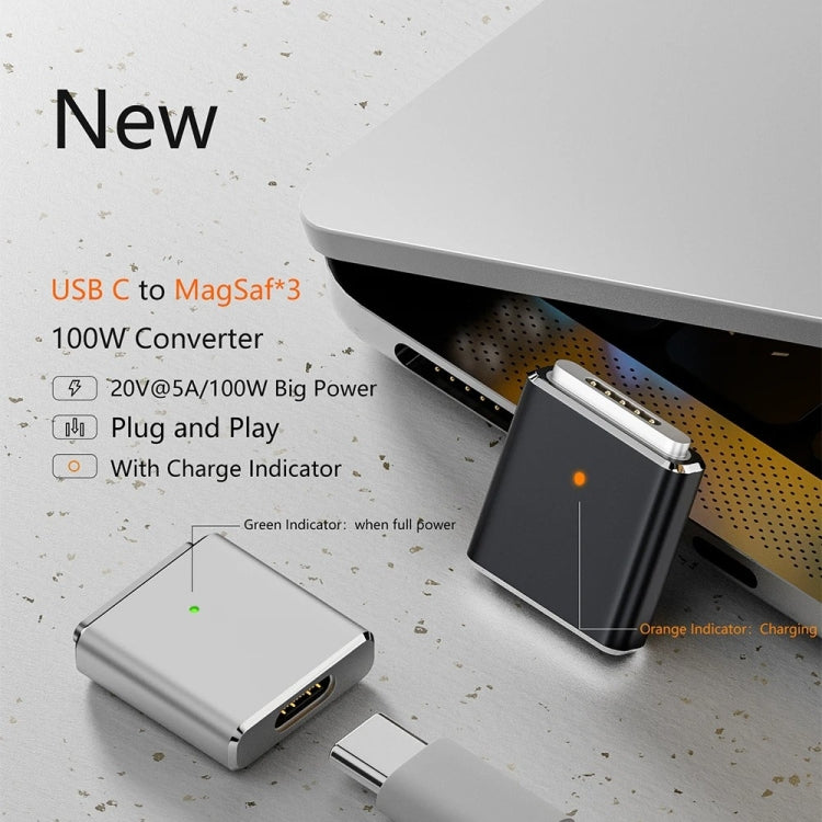 PD100W MagSafe 3 to Type-C Female Magnetic Charging Adapter for MacBook(Black)