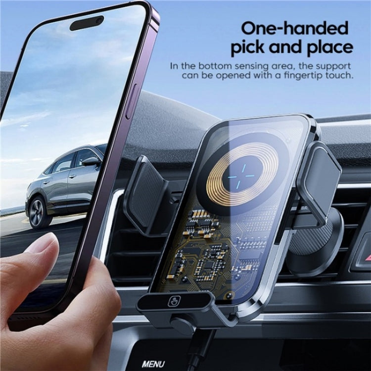 X11s 66W High Power Transparent Car Wireless Charger Phone Bracket(Silver)