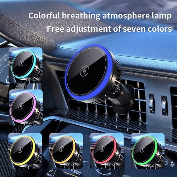 T2 Vehicle Air Vent Phone Charging Stand Magnetic Wireless Colorful Light Charger