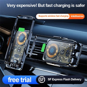 F18 With Infrared Sensor Phone Charging Aluminum Alloy Bracket Car Wireless Charger(Transparent Silver)