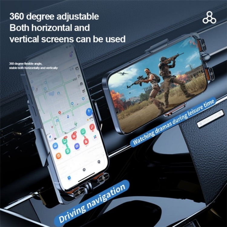 F18 With Infrared Sensor Phone Charging Aluminum Alloy Bracket Car Wireless Charger(Transparent Silver)