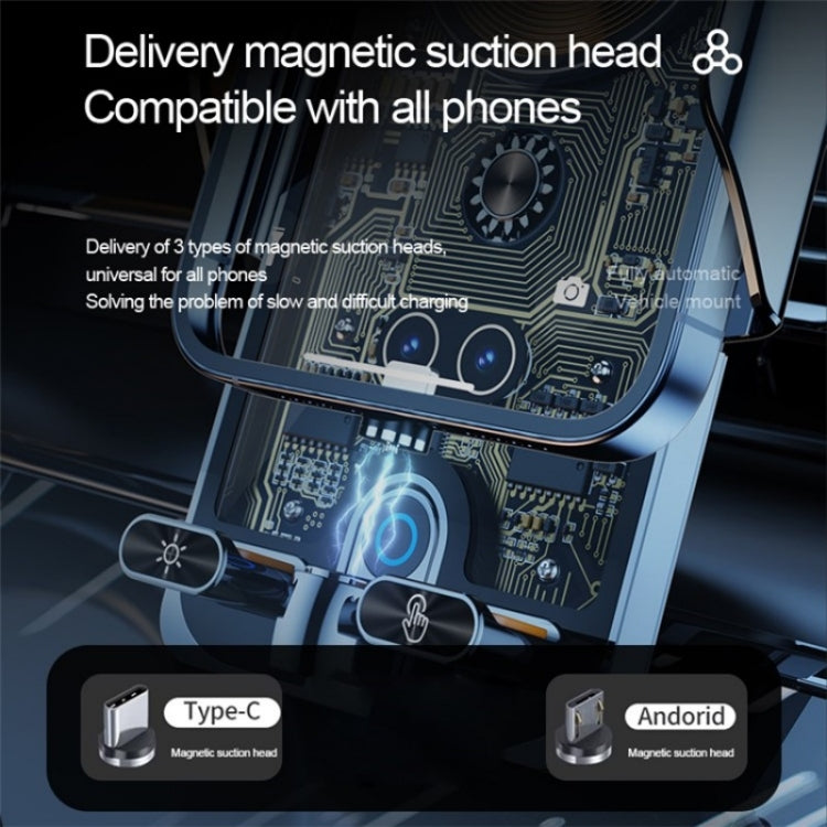 F18 With Infrared Sensor Phone Charging Aluminum Alloy Bracket Car Wireless Charger(Transparent Silver)